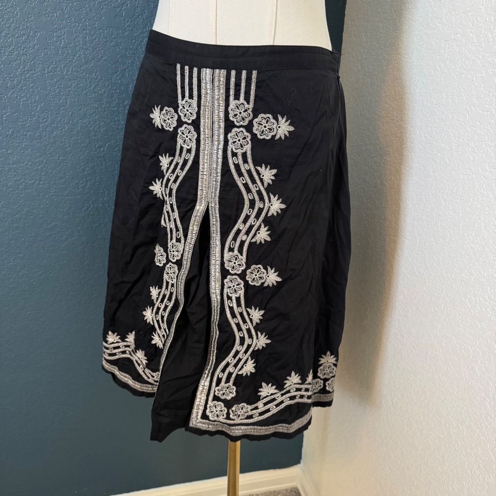 Vintage Boho Indie Old Navy Low Waist Embroidered Skirt 4 Black